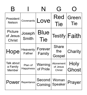 General Conference Bingo Card