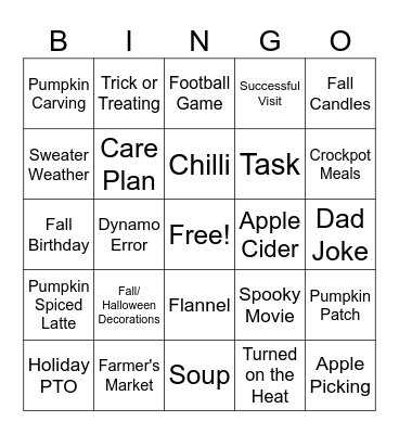 Fall Bingo Card