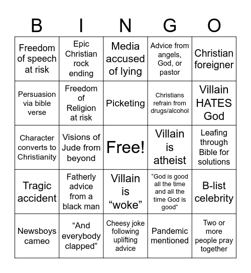 God’s Not Dead V Bingo Card