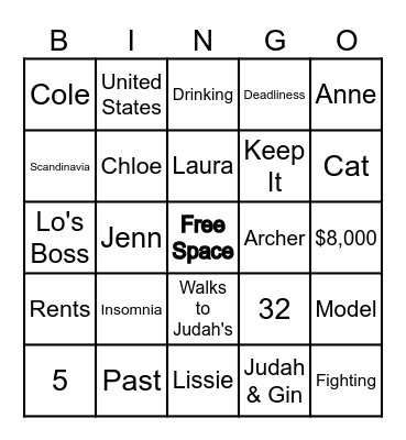 The Woman in Cabin 10 Bingo Card