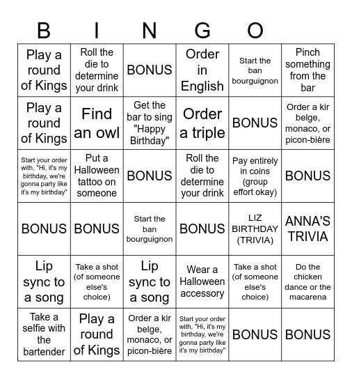 The Halloween Advent Calendar (sponsored by DRINKTOBER) Bingo Card