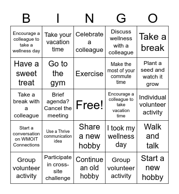 US MI Wellness Bingo Card