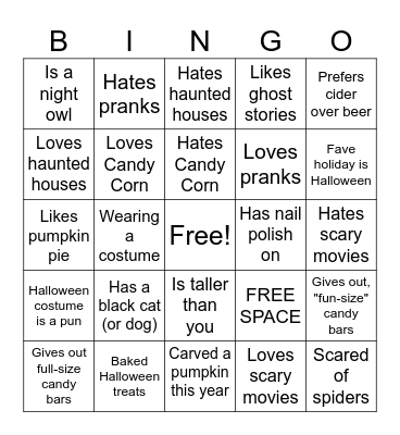 AHWG Halloween Bingo Card