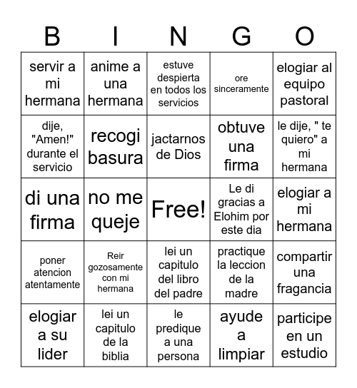 Fiesta de los Tabernaculos Bingo Card