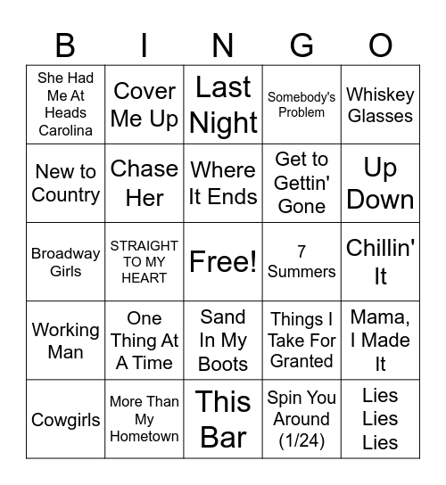 Morgan Wallen & Guest - Double Bingo Round Bingo Card