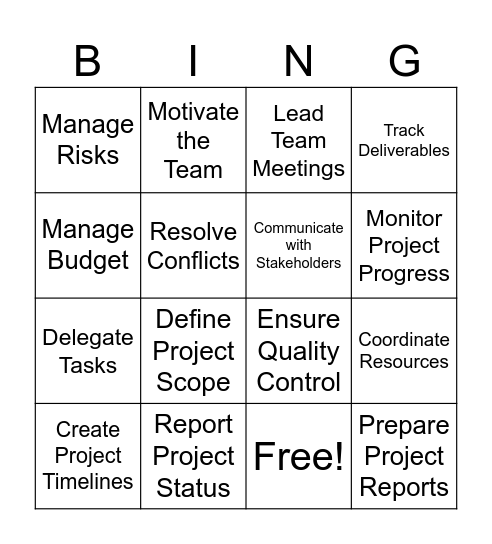 PM Bingo Card