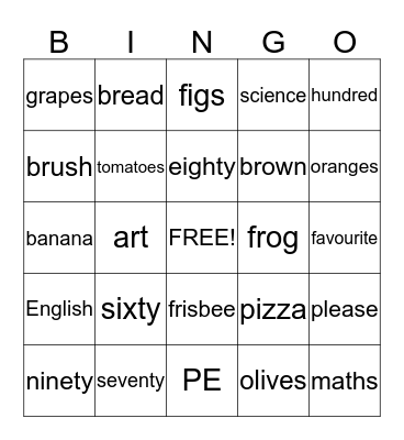 Bingo #5 Bingo Card