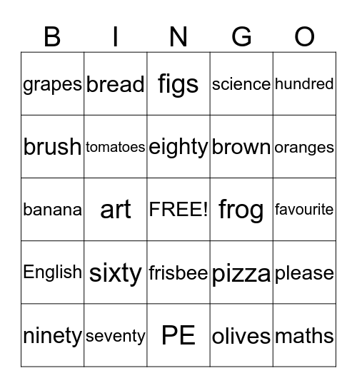 Bingo #5 Bingo Card