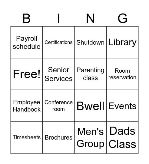 FSA Bingo Card