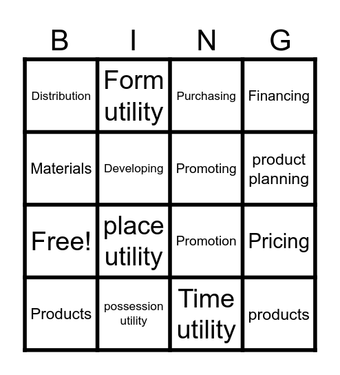 MARKETING Bingo Card