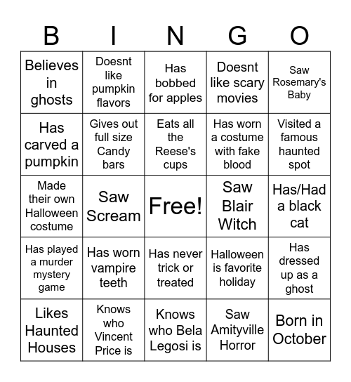 Halloween Bingo Card