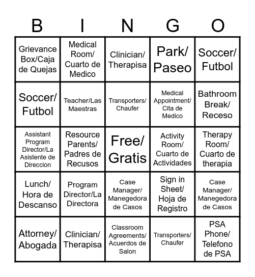 MarSell Wellness Center Escondido Bingo Card