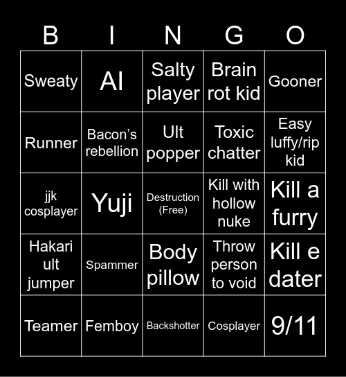 JJS BINGOOOOOO Bingo Card