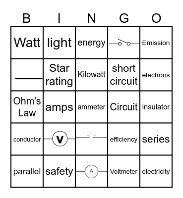 Electricity Bingo Card