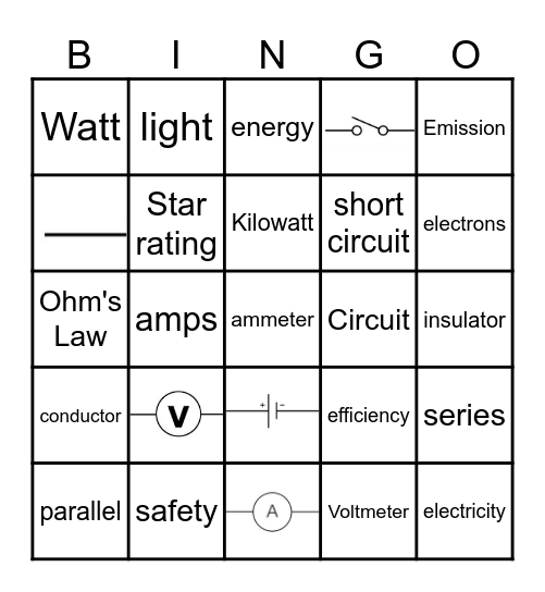 Electricity Bingo Card