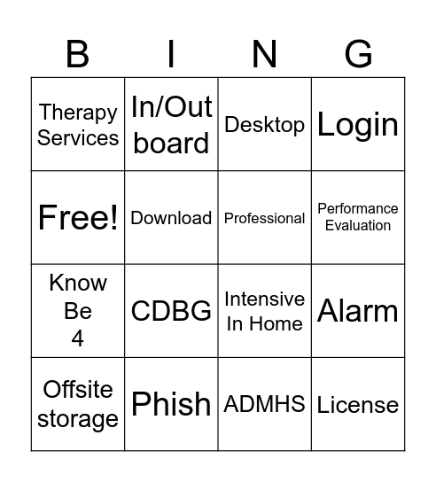 FSA Bingo Card