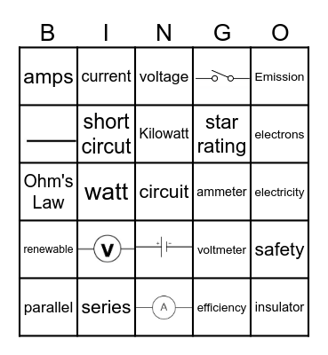 Electricity Bingo Card