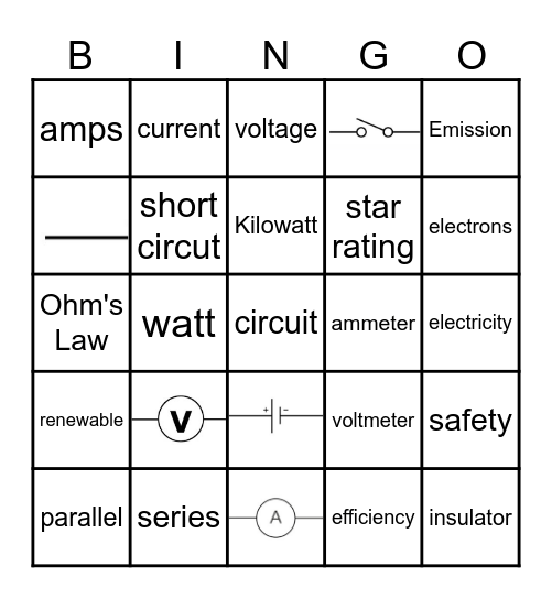 Electricity Bingo Card