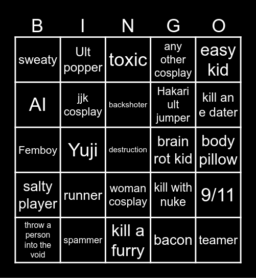 jjs bingo two Bingo Card