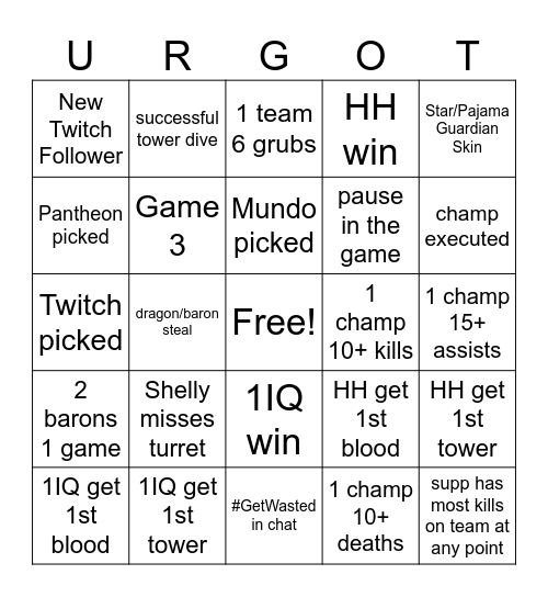 1IQ vs HH Bingo Card