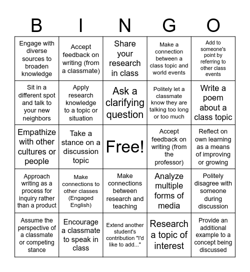 Englishing Bingo Card