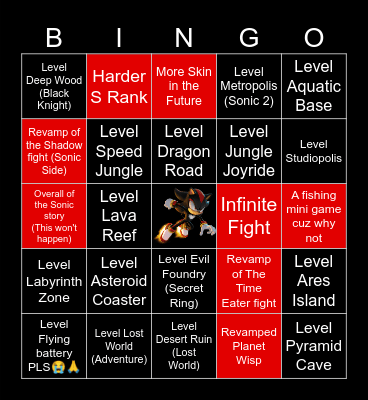 Sonic X Shadow Generation content prediction Bingo Card