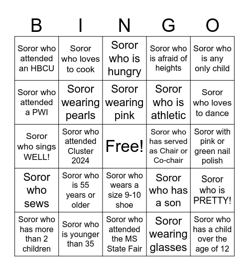 Pretty Girls Selfie Bingo Card