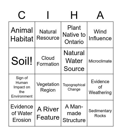 OUTDOOR ACTIVITY DAY Bingo Card