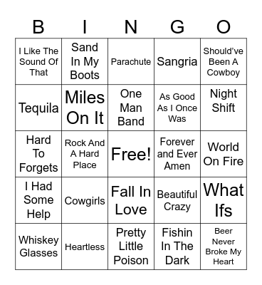 Todays Country Bingo Card
