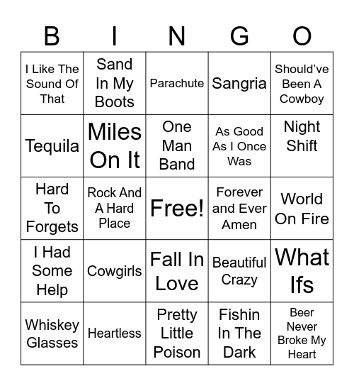 Todays Country Bingo Card