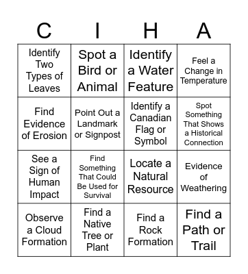 OUTDOOR ACTIVITY DAY Bingo Card