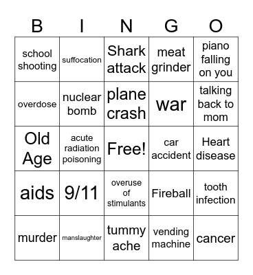 Ways Musicians Died Bingo Card