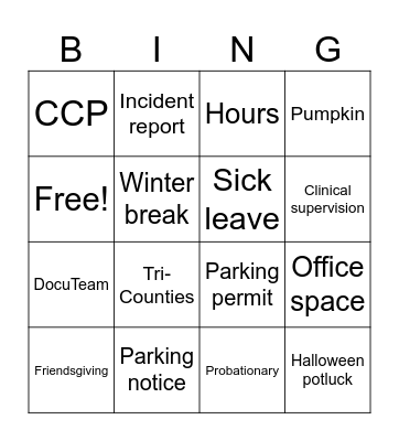 FSA Bingo Card