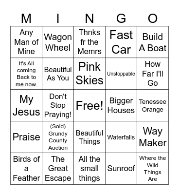 Misc. Trending Music Bingo Card