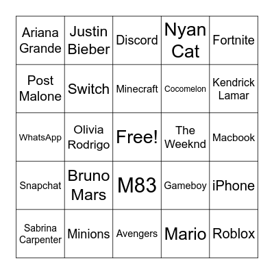 Sound Effect Bingo Card