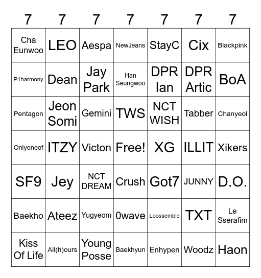 Seunghan Bingo Card