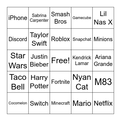 Sound Effect Bingo Card