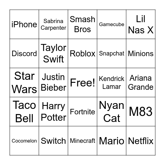 Sound Effect Bingo Card
