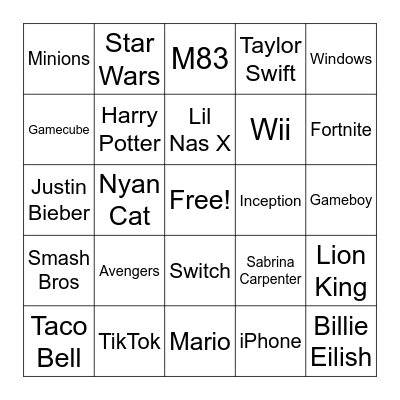 Sound Effect Bingo Card