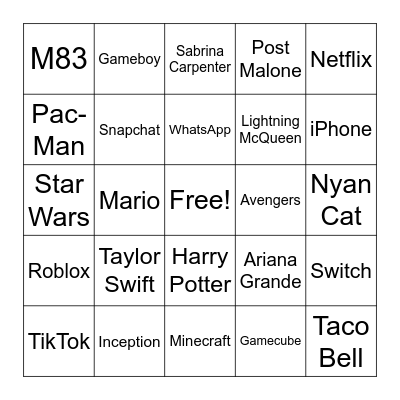 Sound Effect Bingo Card