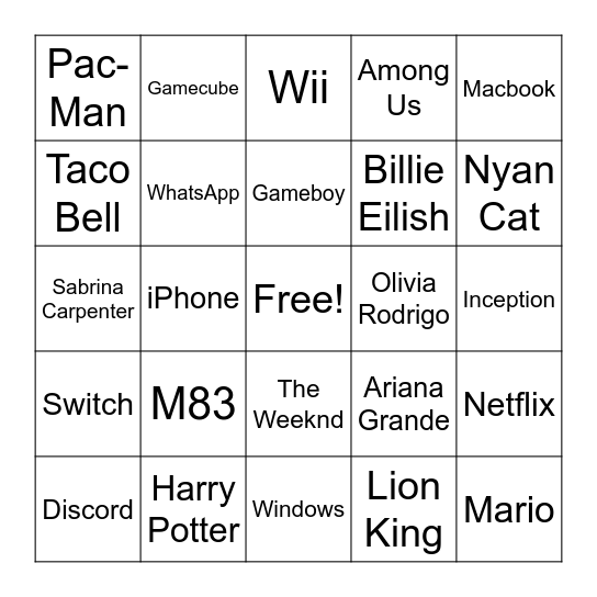 Sound Effect Bingo Card