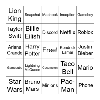 Sound Effect Bingo Card