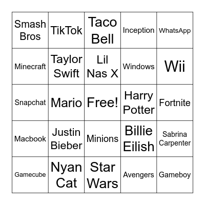 Sound Effect Bingo Card