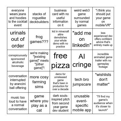 Games Industry Event Bingo Card