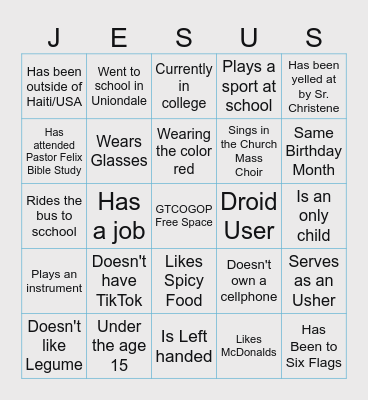 Grace Tab COGOP Human Bingo Card