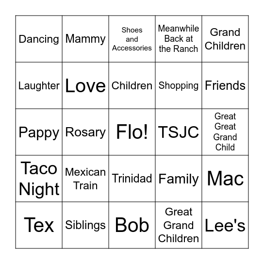 90th Birthday FLINGO Bingo Card