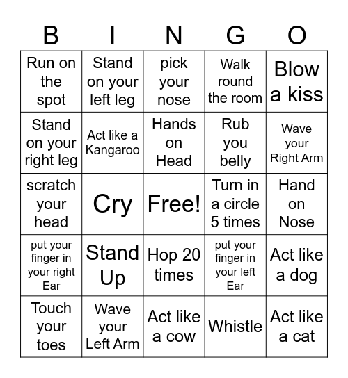 Silly Bingo Card