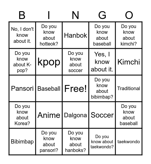 I KNOW ABOUT IT Bingo Card