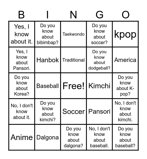 I KNOW ABOUT IT Bingo Card