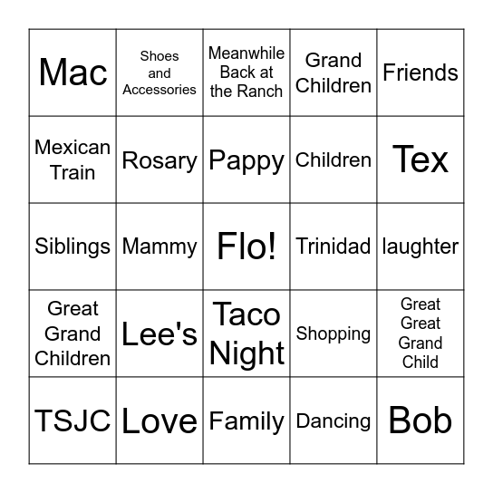 90th Birthday FLINGO Bingo Card